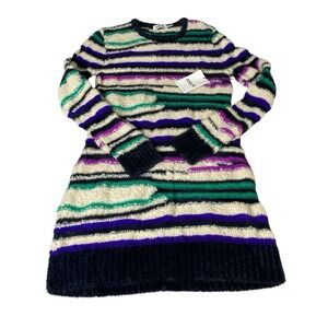 AMUR Lorelle Teddy Striped Sweater Dress Women's Medium Wool Alpaca Blend